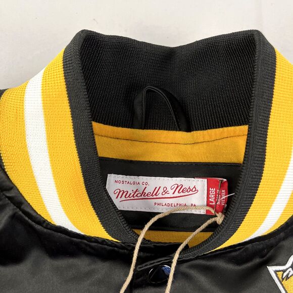 New Mens Mitchell And Ness Pittsburgh Penguins Satin Bomber Jacket Sz L NWT - Picture 7 of 10
